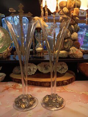 Arthur Court Butterfly Champagne Flute Set of 2 BEAUTIFUL !! LQQK !!